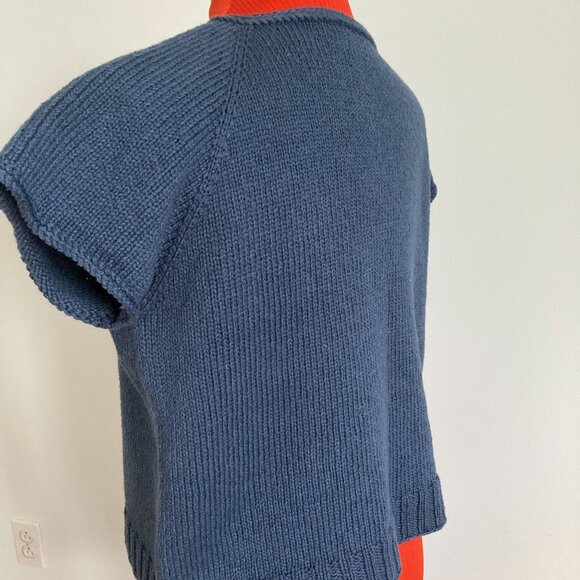 Blue Lace Front Tee Hand knit Small - Picture 3 of 10